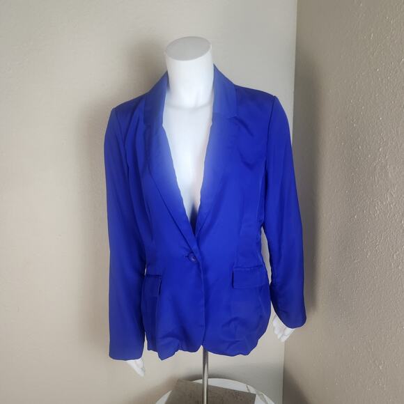 Dana Buchman Lightweight Single Button Blue Blazer Jacket, Size 8 - Picture 2 of 6